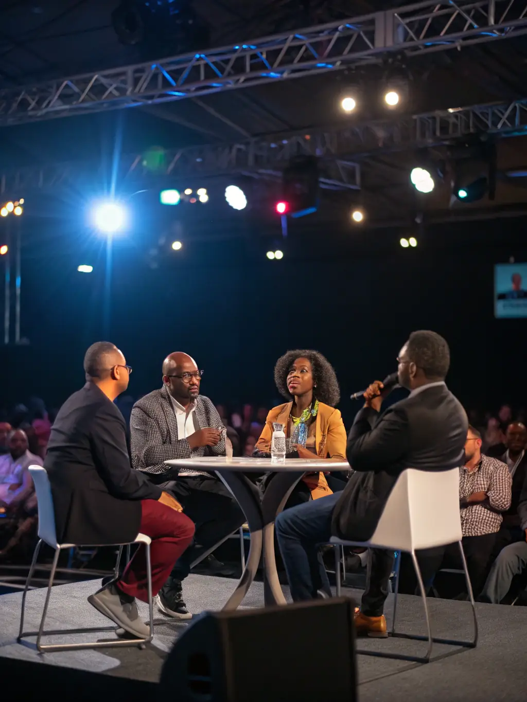 A professional shot of a panel discussion at a business conference in Edinburgh, focusing on investment and growth strategies.